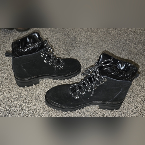 Marc Fisher LTD Innie Suede Lace-Up Hiker Boots Black Womens Dize 8 - Picture 9 of 12